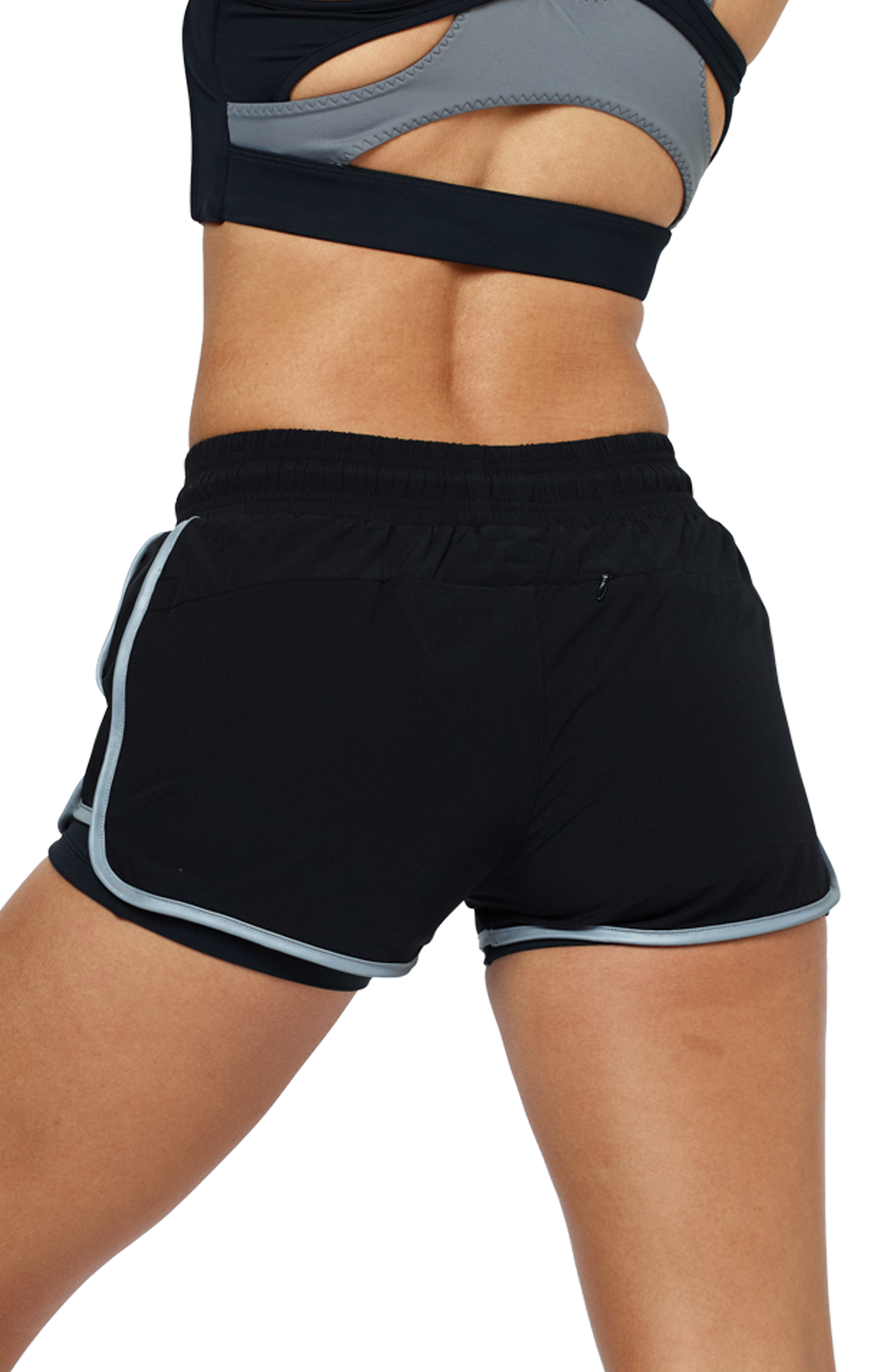 Black athletic shorts with BAD CAT logo on a white background